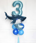 Shark Number Balloon Bouquet - Blue Mix Boys Birthday
