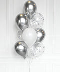 Silver and White - Confetti Balloon Bouquet close up product image