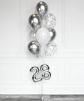 Silver And White - Confetti Balloon Bouquet With 16 Number