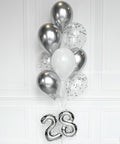 Silver And White - Confetti Balloon Bouquet With 16 Number