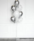 Silver and White - Confetti Balloon Bouquet full length product image