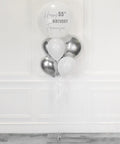 Silver and White - Personalized Jumbo Balloon Bouquet full length product image