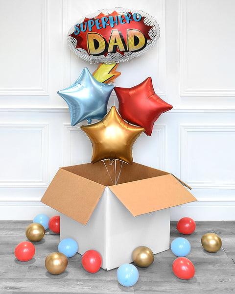 Superhero Father's Day Balloon Surprise Box with Small Balloons