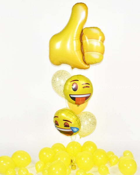 Thumbs Up Emoji Confetti Balloon Bouquet - Yellow Boys Birthday