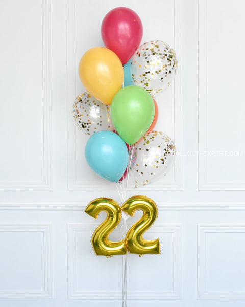 Tropical Vibes Confetti Balloon Bouquet With 16 Number