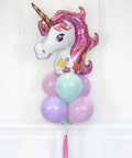 Unicorn Balloon Bouquet - Pink Mint And Lilac Girls Birthday