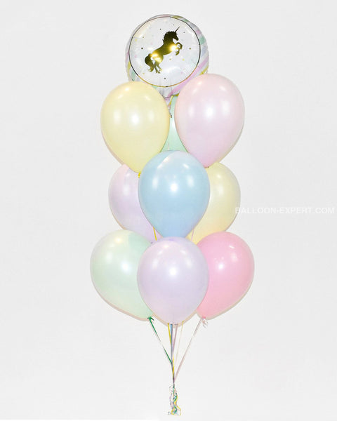 Unicorn Balloon Bouquet - Pastel Pink Purple Mint Blue Yellow Bouquets