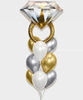 Wedding Ring Balloon Bouquet - Chrome Gold Silver White
