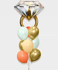 Wedding Ring Balloon Bouquet - Mint Coral Beige Chrome Gold