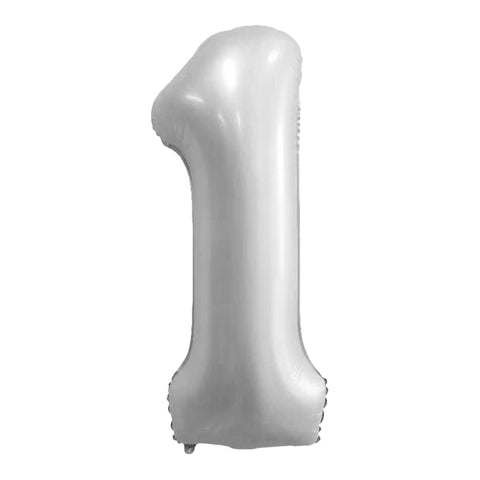 Frosty White Number Balloon, 34 Inches
