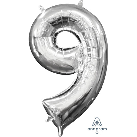 Buy Balloons SIlver Number 9 Foil Balloon, 16 Inches sold at Balloon Expert