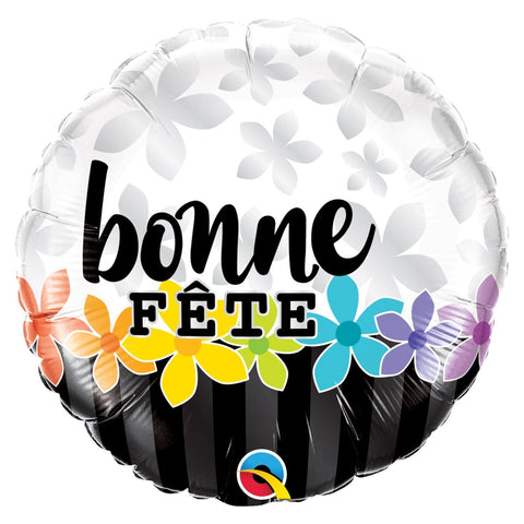Bonne Fête Flower Foil Balloon, 18 Inches