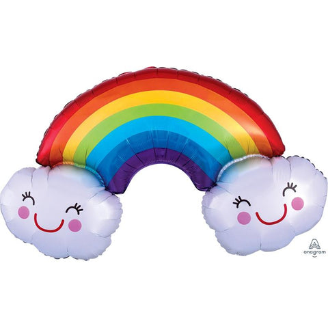 Buy Balloons Rainbow with Smiling Clouds Supershape Balloon sold at Balloon Expert
