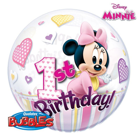 Buy Balloons Minnie Mouse 1st Birthday Bubble Balloon sold at Balloon Expert