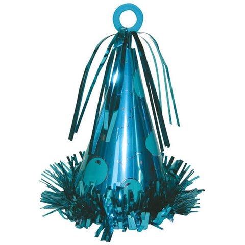 carribbean blue party hat-shaped balloon weight to holf bouquets of balloons