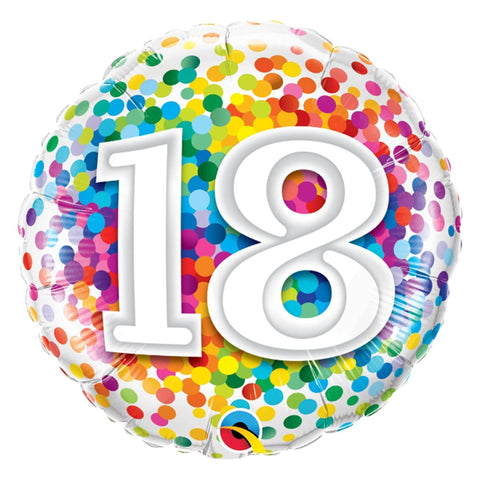 Buy Balloons 18th Birthday Rainbow Confetti Foil Balloon, 18 Inches sold at Balloon Expert
