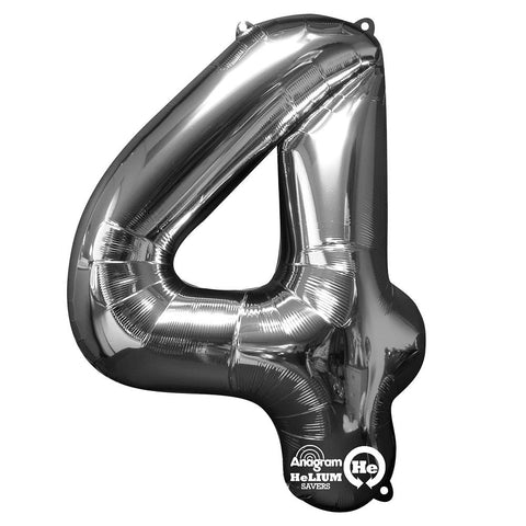 Buy Balloons Silver Number 4 Foil Balloon, 34 Inches sold at Balloon Expert