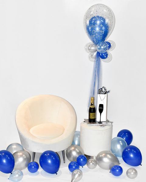 Blue Birthday Balloon Centerpiece
