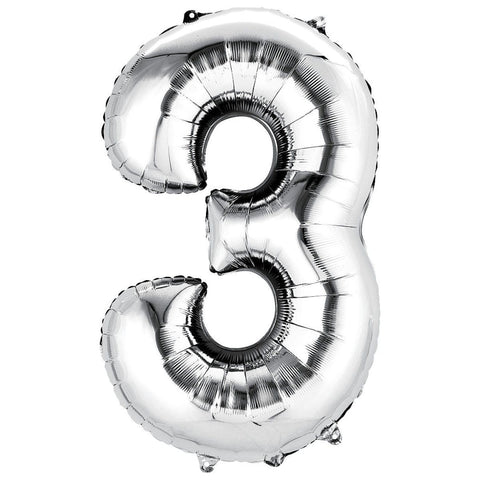 Buy Balloons Silver Number 3 Foil Balloon, 34 Inches sold at Balloon Expert