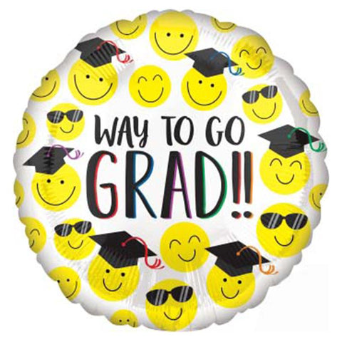 Buy Balloons Way To Go Grad Smiley Foil Balloon, 18 Inches sold at Balloon Expert