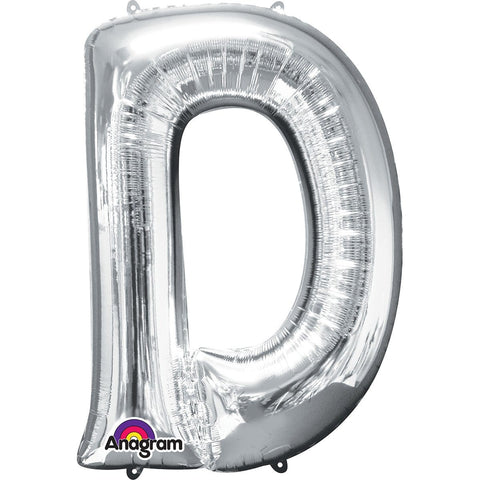 Buy Balloons Silver Letter D Foil Balloon, 34 Inches sold at Balloon Expert