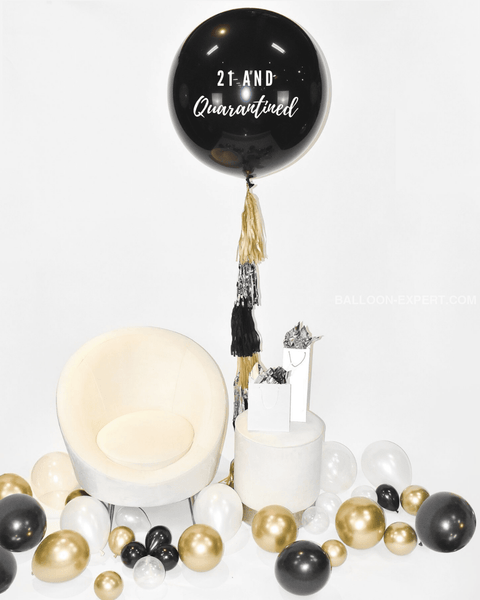 24 Jumbo Balloon with Tassel Black Gold