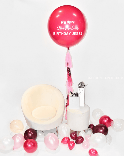 Personalized 24 Jumbo Balloon With Tassel - Fuchsia Pink