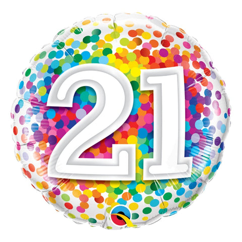 Buy Balloons 21st Birthday Rainbow Confetti Foil Balloon, 18 Inches sold at Balloon Expert