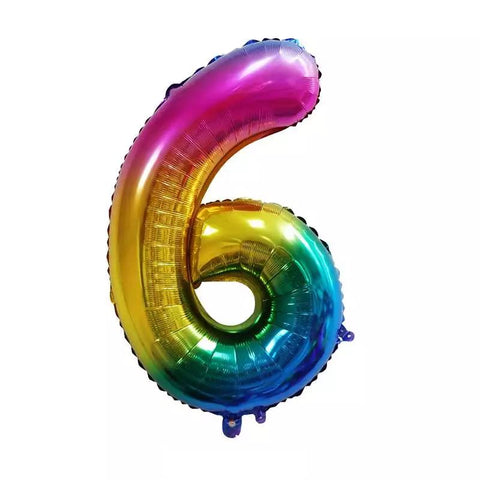 Buy Balloons Rainbow Ombre Number 6 Foil Balloon, 34 Inches sold at Balloon Expert