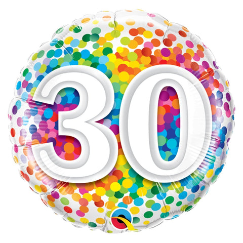 Buy Balloons 30th Birthday Rainbow Confetti Foil Balloon, 18 Inches sold at Balloon Expert