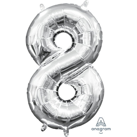 Buy Balloons SIlver Number 8 Foil Balloon, 16 Inches sold at Balloon Expert