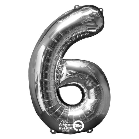 Buy Balloons Silver Number 6 Foil Balloon, 34 Inches sold at Balloon Expert