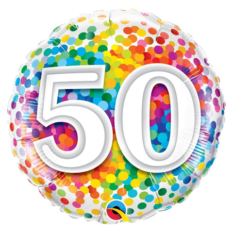 Buy Balloons 50th Birthday Rainbow Confetti Foil Balloon, 18 Inches sold at Balloon Expert