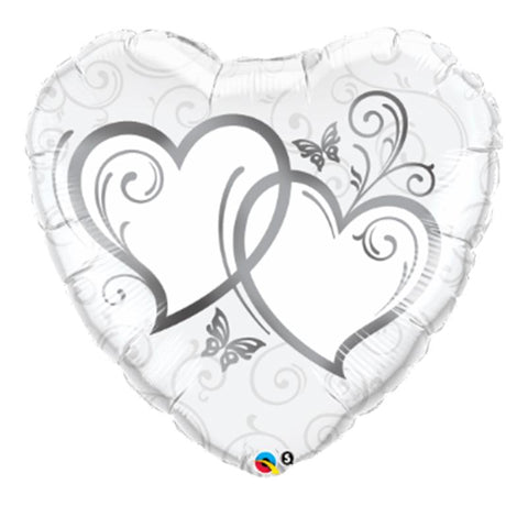 Buy Balloons Silver Entwinned Heart Foil Balloon, 36 Inches sold at Balloon Expert