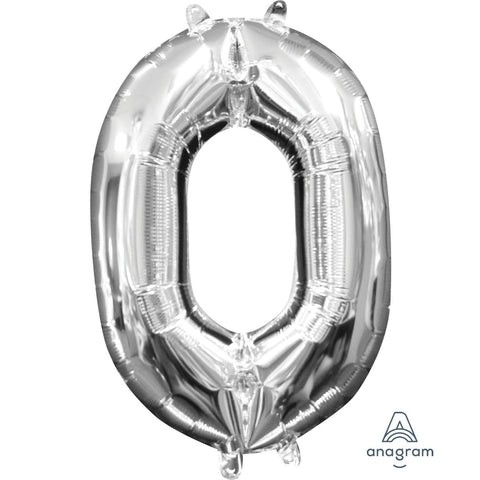 Buy Balloons SIlver Number 0 Foil Balloon, 16 Inches sold at Balloon Expert