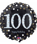Buy Balloons Black And Gold 100th Birthday Foil Balloon, 18 Inches sold at Balloon Expert