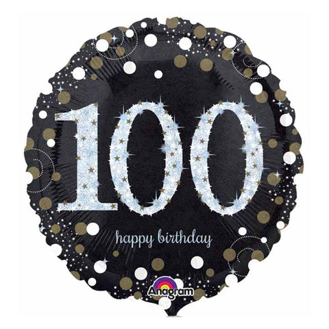 Buy Balloons Black And Gold 100th Birthday Foil Balloon, 18 Inches sold at Balloon Expert