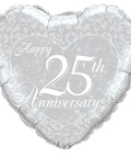 Buy Balloons Happy 25th Anniversary Heart Foil Balloon, 18 Inches sold at Balloon Expert