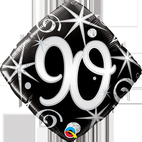 Buy Balloons 90th Birthday Black & Swirl sold at Balloon Expert