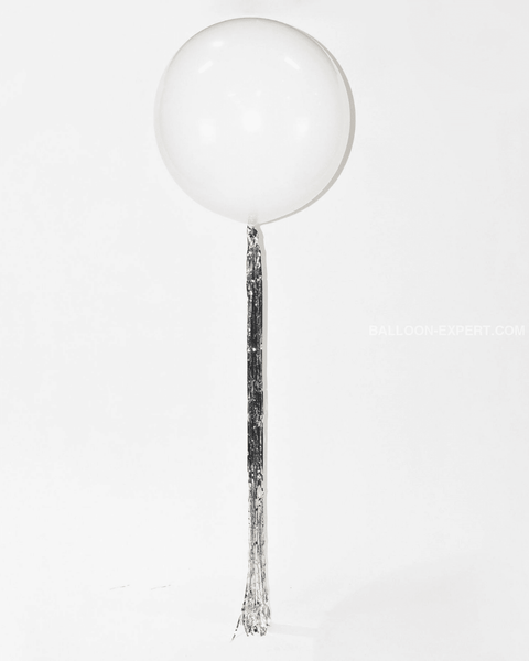 Personalized 24 Jumbo Balloon With Metallic Curtain - White Silver