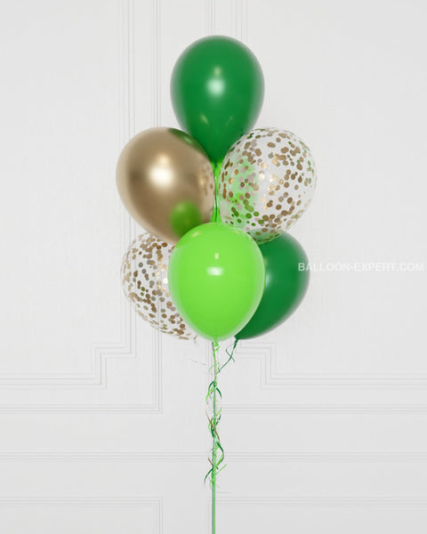 Green and Gold Confetti Balloon Bouquet, includes 7 Balloons from Balloon Expert_zoom in image