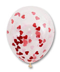 12" Heart Paper Confetti Latex Balloon, Helium Inflated from Balloon Expert