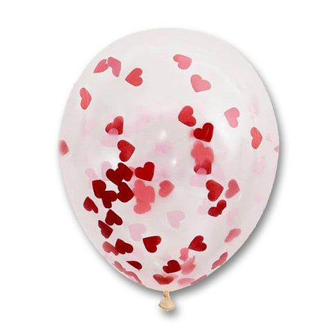 12" Heart Paper Confetti Latex Balloon, Helium Inflated from Balloon Expert