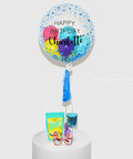 Blue Rainbow Personalized Bubble Balloon Filled with Balloons, helium filled from Balloon Expert