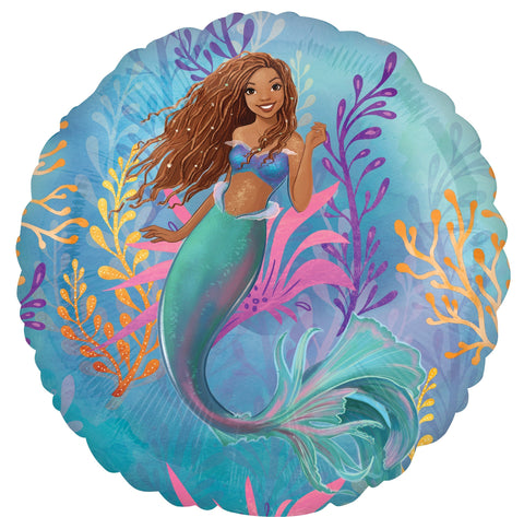 LE GROUPE BLC INTL INC Balloons Disney The Little Mermaid 2023 Round Supershape Foil Balloon, 21 Inches, 1 Count