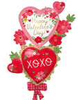 LE GROUPE BLC INTL INC Balloons "Happy Valentine's Day!" Floral and "XOXO" Heart Supershape Foil Balloon, 35 X 59 Inches, 1 Count 026635451192