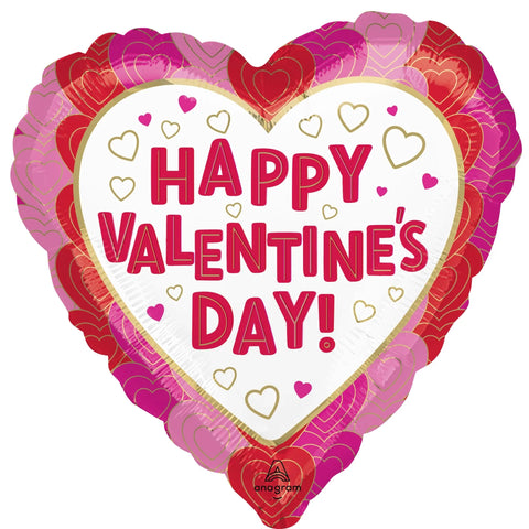 LE GROUPE BLC INTL INC Balloons "Happy Valentine's Day!" Heart Shape Foil Balloon Wrapped in Hearts, 18 Inches, 1 Count