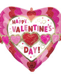 LE GROUPE BLC INTL INC Balloons "Happy Valentine's Day!" Pink, Red & White Heart Supershape Foil Balloon Wrapped in Hearts, 26 Inches, 1 Count