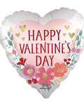 LE GROUPE BLC INTL INC Balloons "Happy Valentine's Day!" Satin Romantic Flowers Heart Shape Foil Balloon, 18 Inches, 1 Count 026635451086