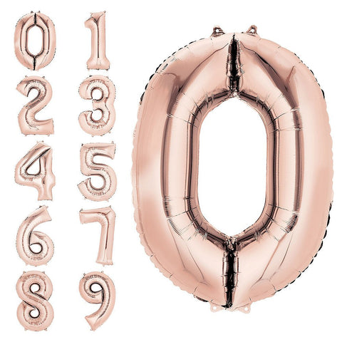 Rose Gold Number Balloon, 34 Inches